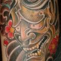 Calf Japanese Demon tattoo by La Mano Zurda