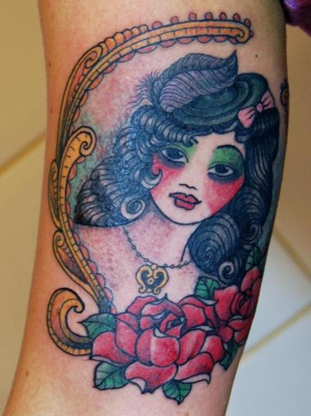 Arm Old School Women Tattoo by Stademonia Tattoo