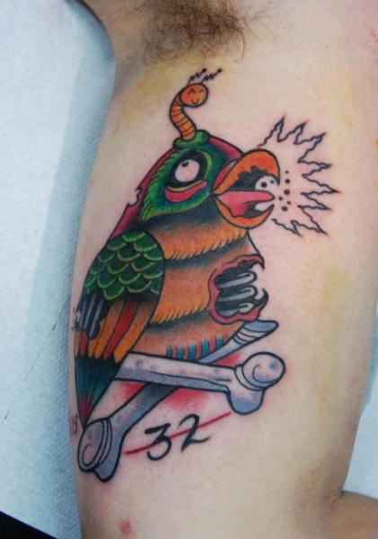 Arm Fantasy Parrot Tattoo by Tattoo Blue Cat