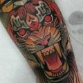 Arm New School Tiger tattoo by Tattoo Blue Cat