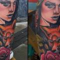 Waden Bein Blumen Fuchs Frau tattoo von Tattoo Blue Cat