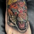 New School Foot Tiger tattoo by Tattoo Blue Cat
