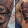 Shoulder Bear Woman tattoo by Tattoo Blue Cat