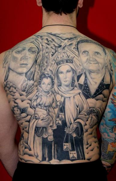 Portrait Back Religious Tattoo by Tattoo Lucio