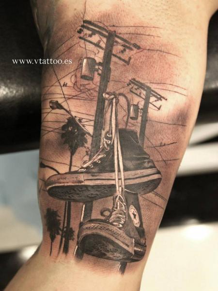Realistic Shoe 3d Tattoo by V Tattoos