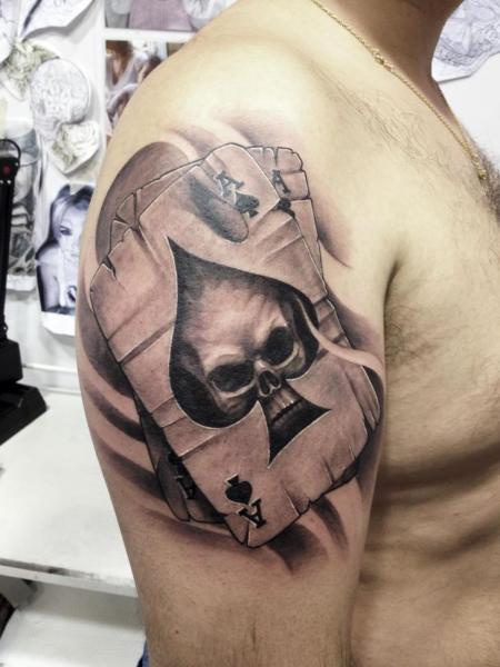 Tatouage As Piques Carte 3d par Wanted Tattoo