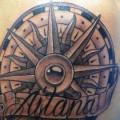 Shoulder Lettering Sun tattoo by Wanted Tattoo