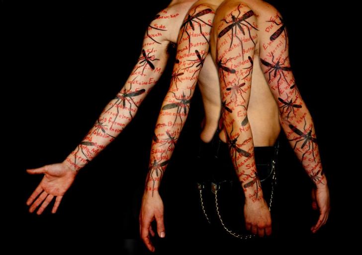 Arm Lettering Moth Tattoo by Beautiful Freak