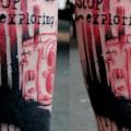 Calf Trash Polka tattoo by Beautiful Freak