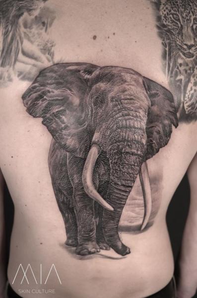 Tatuaggio Schiena Elefante di Mia Tattoo
