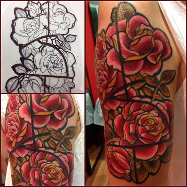 New School Blumen Tattoo von Mikael de Poissy