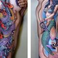 tatuaje Fantasy Lado Sirena Dragón por Jim Sylvia