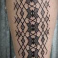 Calf Dotwork Geometric tattoo by Kris Davidson