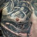 Biomechanical Side Neck Belly tattoo by Nephtys de l'Etoile