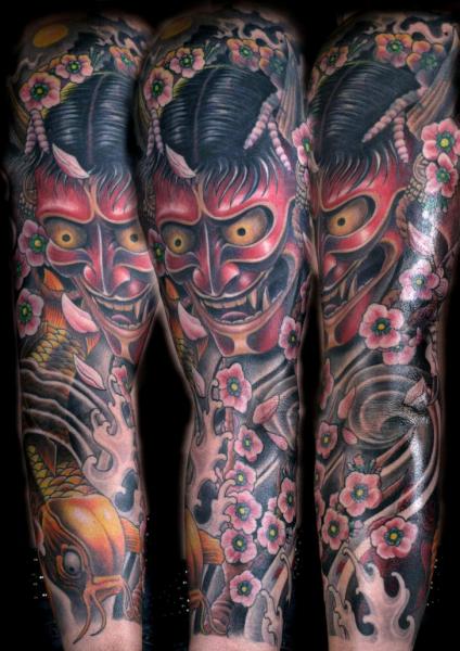 Japanese Demon Sleeve Tattoo by Corpse Painter
