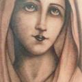 tatuaje Brazo Religioso Virgen por Tatouage Chatte Noire