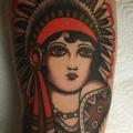 Arm Old School Indian tattoo by Tatouage Chatte Noire