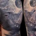 Shoulder Skull Cover-up tattoo by Cuba Tattoo