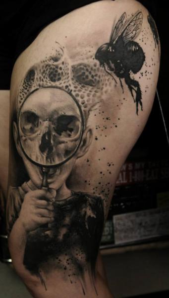 Fantasy Skull Bee Tattoo by Vicious Circle Tattoo