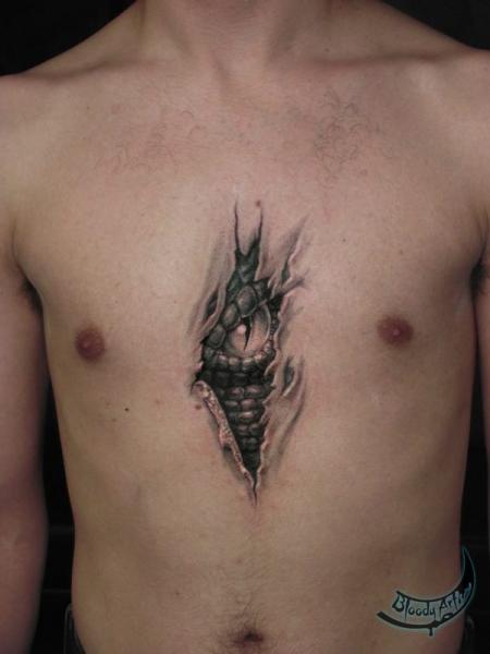 Fantasy Chest Scar Tattoo by Bloody Art