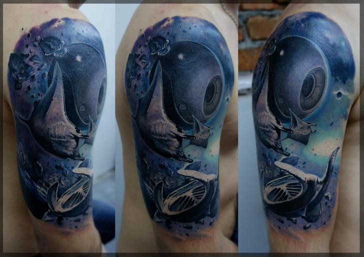 Schulter Fantasie Meer Tattoo von Pavel Roch