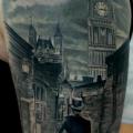 Shoulder Realistic City tattoo by Pavel Roch