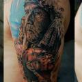 tatuaggio Spalla Realistici Indiani di Pavel Roch