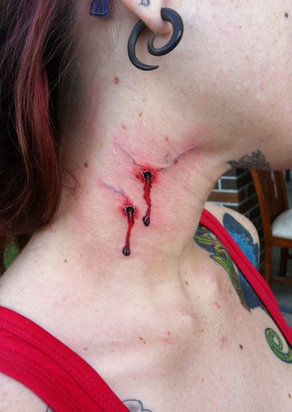 Neck Vampire Blood Tattoo by David Corden Tattoos