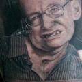 Portrait Realistic Stephen Hawking tattoo by David Corden Tattoos