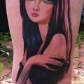 tatuaje Fantasy Mujer Muslo por David Corden Tattoos