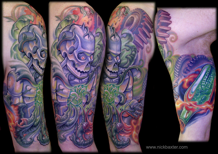 Tatuaje Brazo Fantasy Robot por Nick Baxter