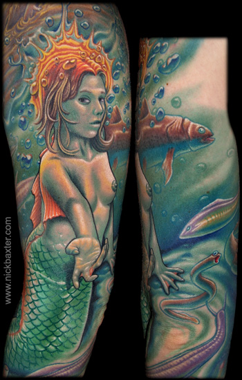 Arm Fantasie Sirene Tattoo von Nick Baxter