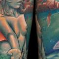Arm Fantasy Siren tattoo by Nick Baxter