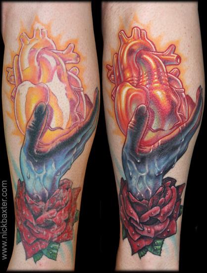 Tatuaż Serce Dłoń przez Nick Baxter