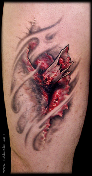 Tatuaż Kość 3D Blizna przez Nick Baxter