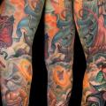 Fantasie Katzen Sleeve tattoo von Nick Baxter