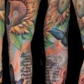 Flower Butterfly Sleeve tattoo by Nick Baxter