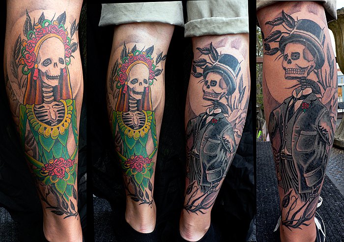 Tatuagem Panturrilha Esqueleto por Plurabella