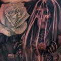 Brust Blumen Skeleton tattoo von Plurabella