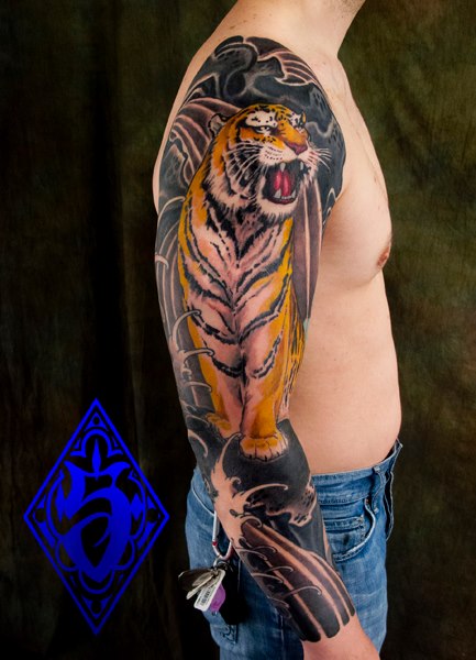Tatuaggio Realistici Tigre Manica di Plurabella