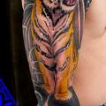 Realistic Tiger Sleeve tattoo by Plurabella