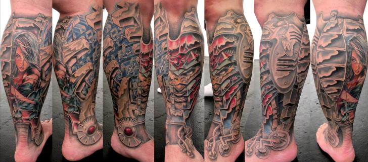 Tatuagem Bimecânicas Fantasia Panturrilha por Stefano Alcantara