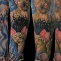 Fantasy Cat Sleeve tattoo by Stefano Alcantara