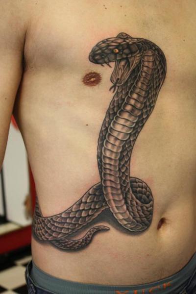 Realistic Snake Side Tattoo by Mito Tattoo