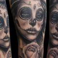 tatuaje Brazo Cráneo mexicano por Tattoo Chaman