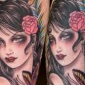 Arm Feather Gypsy tattoo by Rose Hardy Tattoo