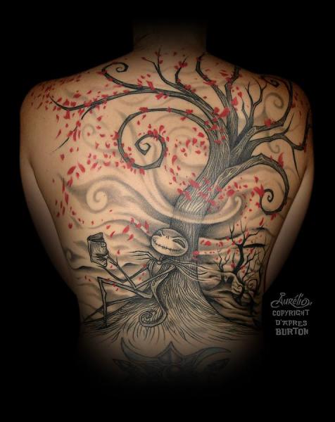 Back Tim Burton Tree Tattoo by Belly Button Tattoo
