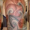 Shoulder Wave Dotwork tattoo by Belly Button Tattoo
