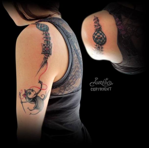 Tatuaggio Spalla Fantasy Cicatrice di Belly Button Tattoo