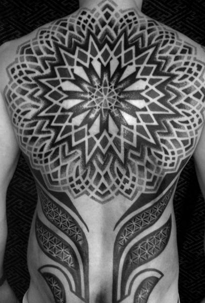 Back Dotwork Geometric Tattoo by Sakrosankt